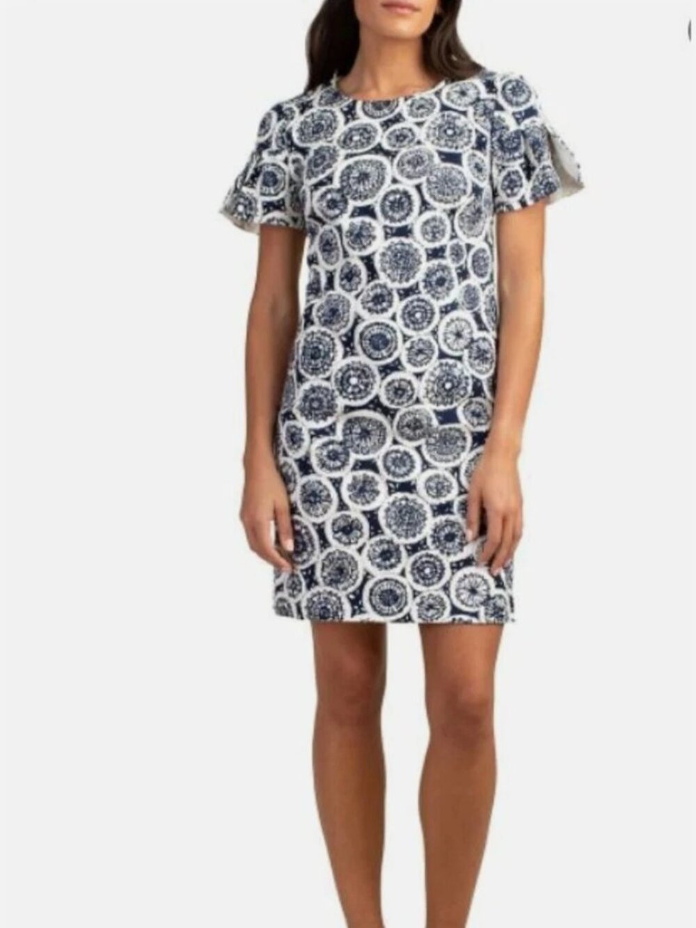 Trina Turk Jacinta Navy Medallion Print Shift Dress Size 16